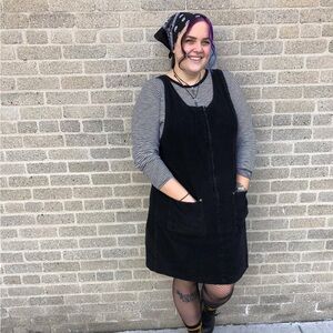 Black Vintage Corduroy Pinafore Dress